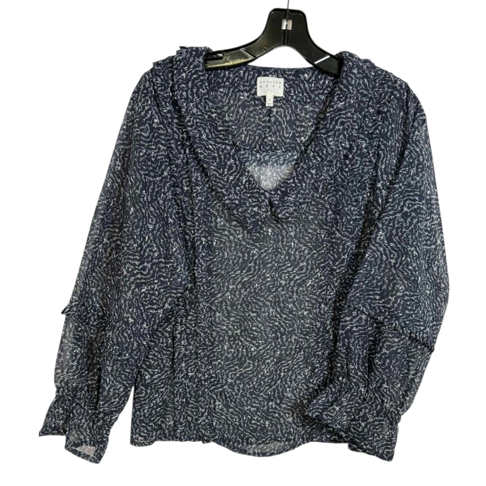 Ichi Atelier Reve abstract print Bohemian long sleeves ruffled blouse